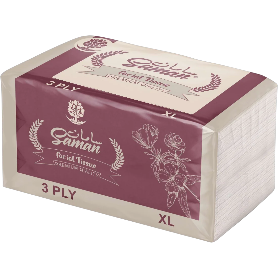 Saman Premium Facial Tissue XL — 3 Ply